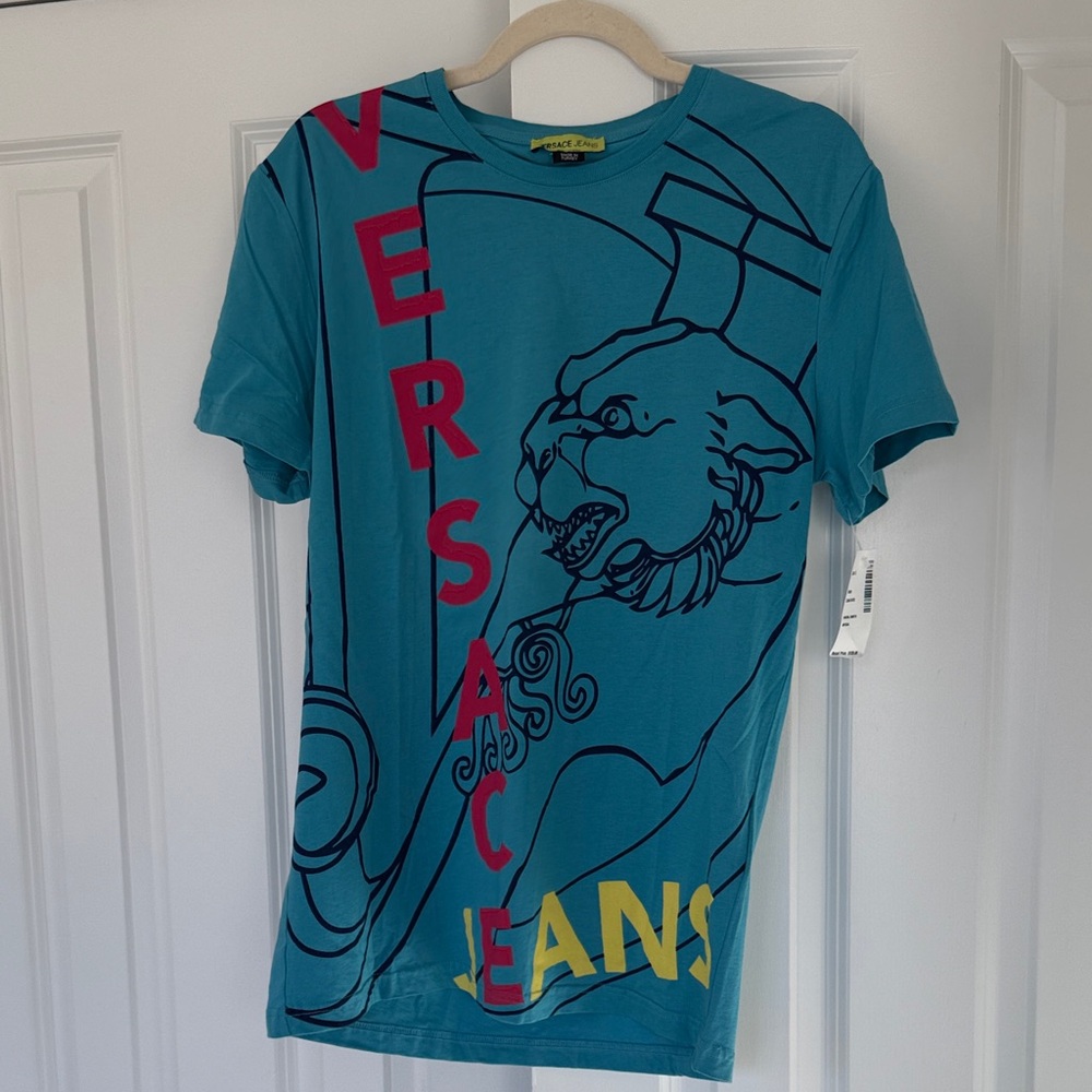 Versace Jeans Teal and Red Graphic Tee